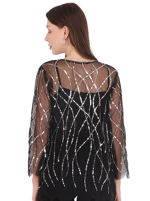 Women Sequence Embellished Net Shrug