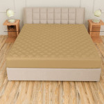 Beige Quilted Cotton King Size Fitted Water-Proof Mattress Protector