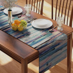 Blue Abstract Printed Pure Cotton Rectangular Table Runners