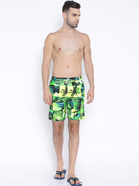 Green Printed Swim Shorts