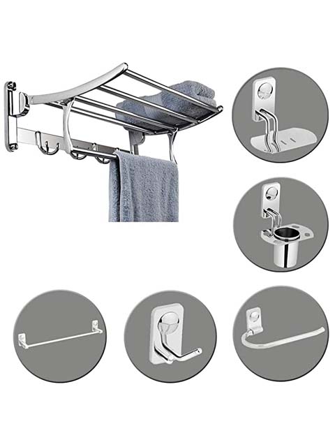 Plantex Bathroom Accessories- Stainless Steel 6pcs Bathroom Organizer Set