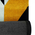 Black & Yellow Printed Hand Tufted Woolen Anti-Skid Carpet