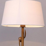 White Gold-Toned Metal Floral Floor Lamp with Shade