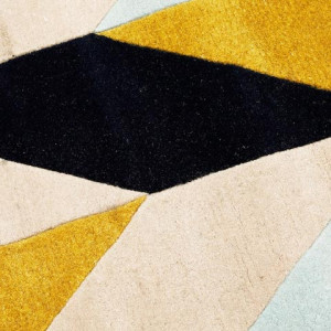 Black & Yellow Printed Hand Tufted Woolen Anti-Skid Carpet