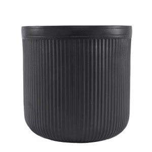 Black Vertical Ribbed Polyfibre Clay Pot