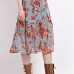 Floral Print Flared Skirt