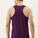 Men Purple Solid Round Neck Pure Cotton