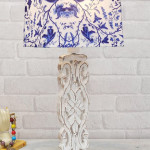 Blue Printed Wooden Table Lamp