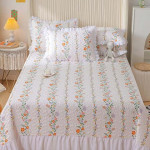 White Printed 162 TC Double King Bed Covers With 2 Pillow Covers