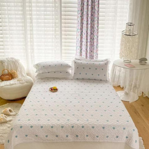 White Printed Double King Bedcover