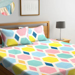 Multicoloured Geometric 300 TC Fitted Double Bedsheet