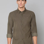 Men Olive Green Slim Fit Casual Shirt