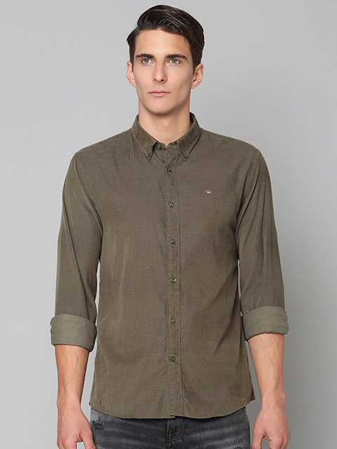 Men Olive Green Slim Fit Casual Shirt