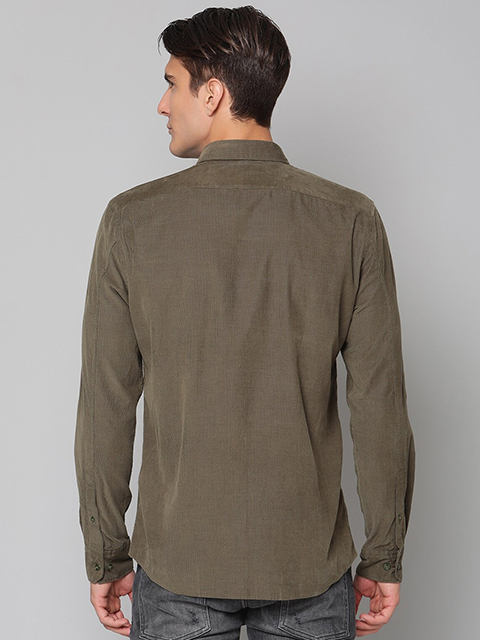 Men Olive Green Slim Fit Casual Shirt